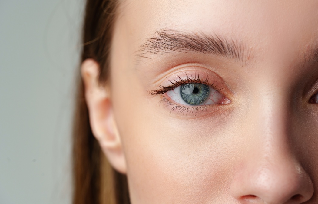 Close Up of Woman's Blue Eyes With Natural Makeup