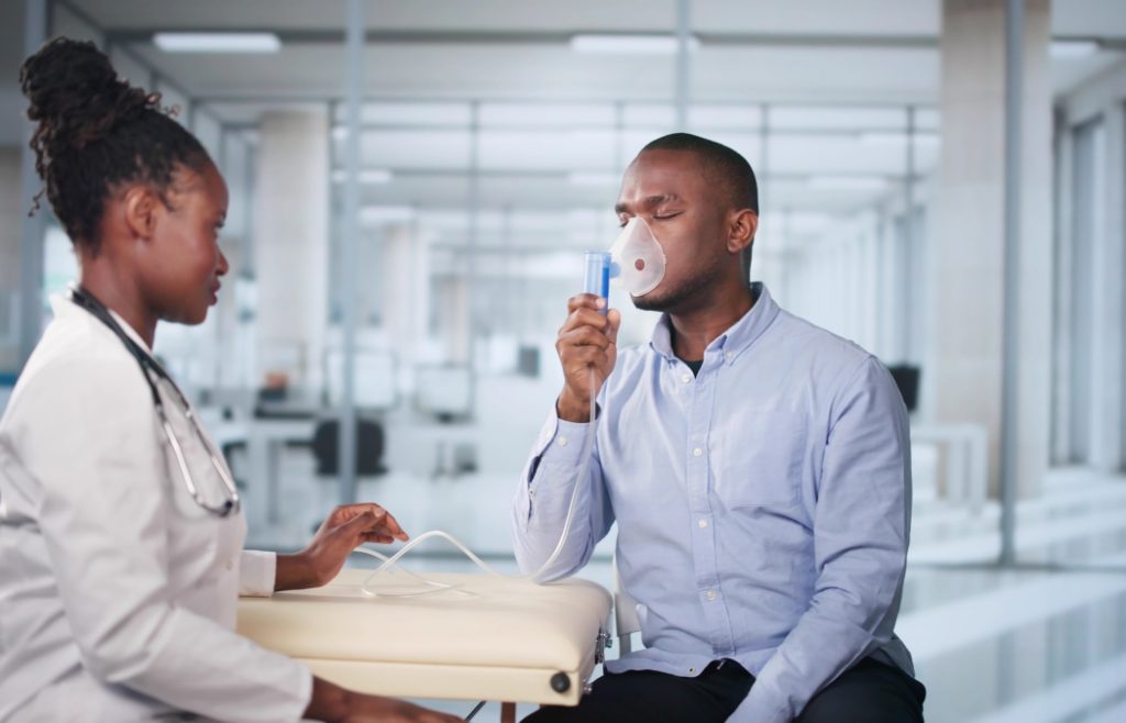 Asthma COPD Breath Nebulizer And Mask Given By Doctor Or Nurse
