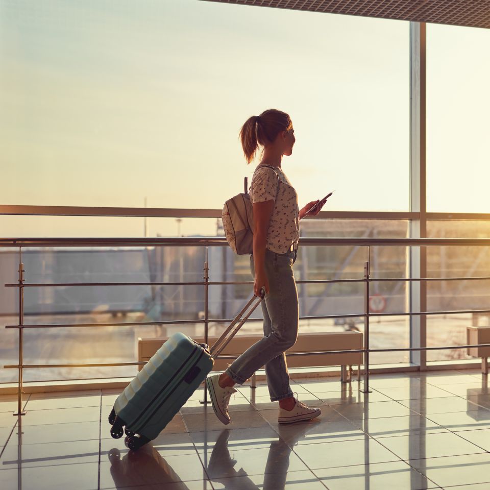 A traveller woman at the airport